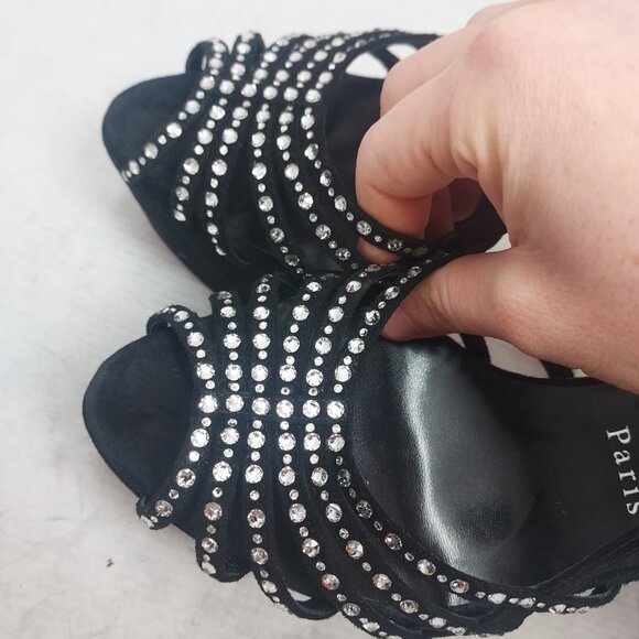 Christian Louboutin Black Suede VEGASTRASSIMA ALTA Crystal Platform Sandal - Picture 10 of 13